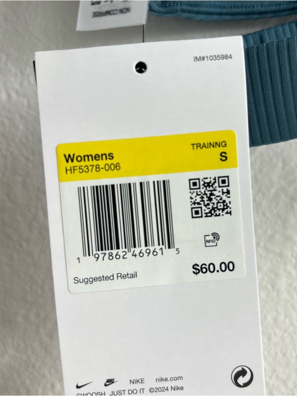 NWT Nike Zenvy in Sky Blue Ribbed V‑Neck Cutout Wireless Racerback Sports Bra Sm - Picture 10 of 12